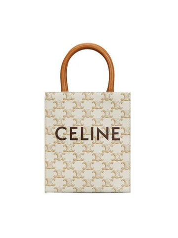 Triomphe Vertical Cavas Small Tote Bag White - CELINE - BALAAN 1