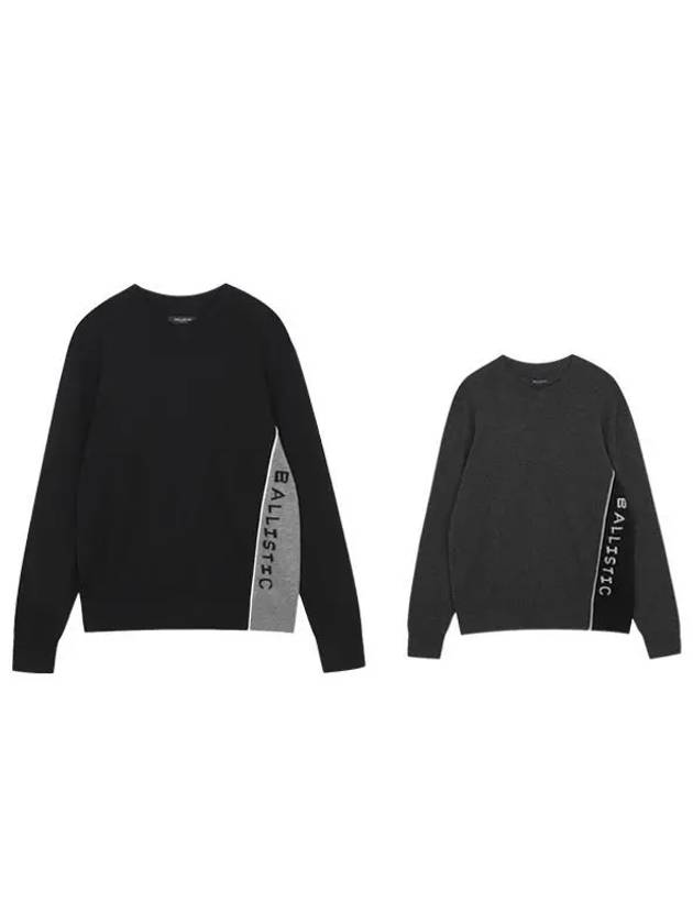 LOGO DESIGN POINT V NECK FULLOVER SWEATERBDFMSW09 - BALLISTIC - BALAAN 3