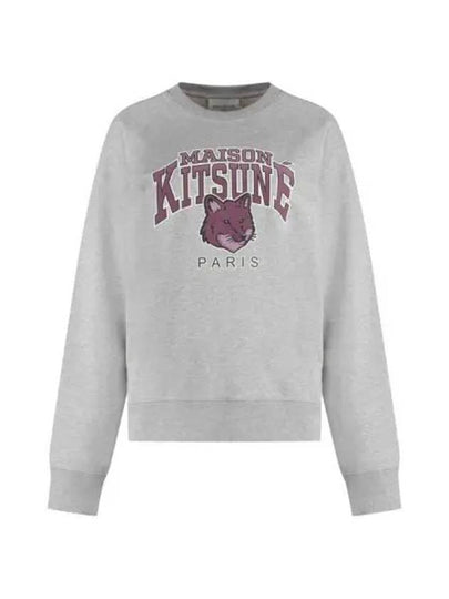 Campus Fox Print Cotton Sweatshirt Light Grey Melange - MAISON KITSUNE - BALAAN 2