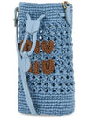 Embroidered Logo Crochet Bucket Bag Light Blue - MIU MIU - BALAAN 5