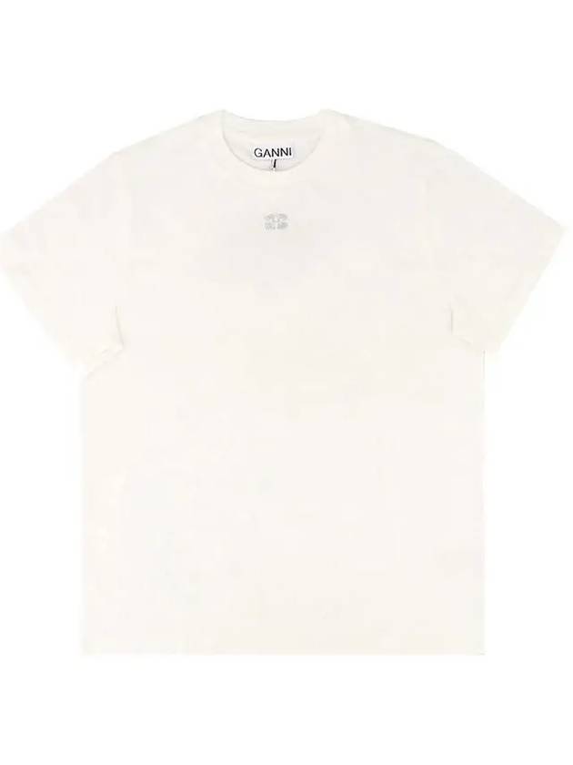 Logo Cotton Short Sleeve T-Shirt White - GANNI - BALAAN 2