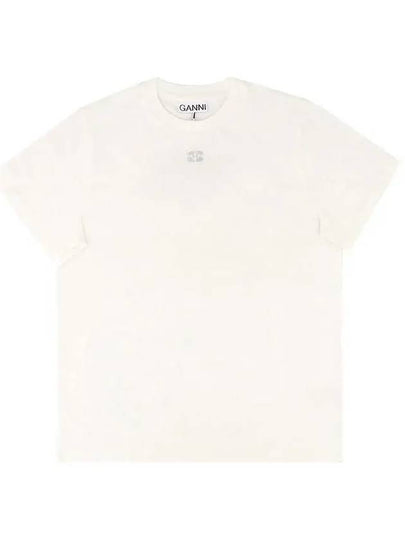 Logo Cotton Short Sleeve T-Shirt White - GANNI - BALAAN 2