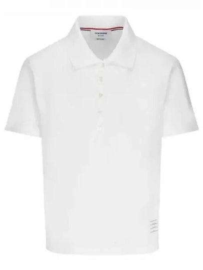 Side Slit Three Stripe Tab Short Sleeve Polo Shirt White - THOM BROWNE - BALAAN 2