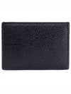 Pebble Grain Leather Stripe Single Card Wallet Black - THOM BROWNE - BALAAN 3