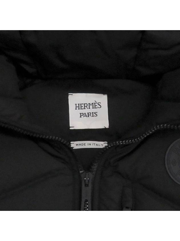 Logo Short Hooded Padded Vest Hoodie Black - HERMES - BALAAN 5