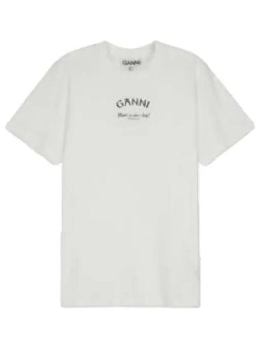 Thin jersey neck relaxed fit short sleeve t shirt white - GANNI - BALAAN 1