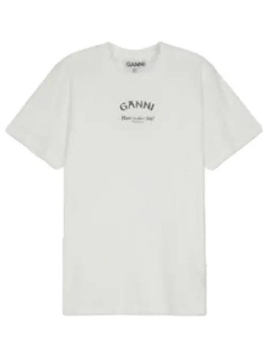 Thin jersey neck relaxed fit short sleeve t shirt white tee - GANNI - BALAAN 1