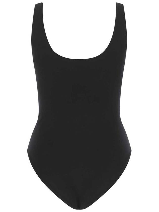 lace-up detail one-piece swimsuit black - SAINT LAURENT - BALAAN 3