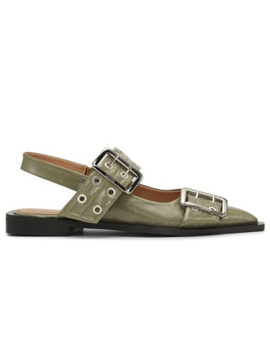 Feminine Buckle Slingback Strap Flat Kalamata - GANNI - BALAAN 1