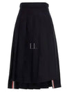 Super 120S Twill Below Knee Pleated Skirt Navy - THOM BROWNE - BALAAN 2