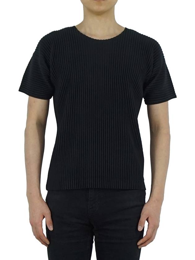 Pleated Short Sleeve T-Shirt Black - ISSEY MIYAKE - BALAAN 4