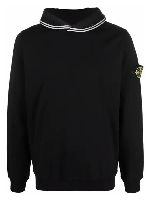 Garment Dyed Cotton Stretch Fleece Hoodie Black - STONE ISLAND - BALAAN 2