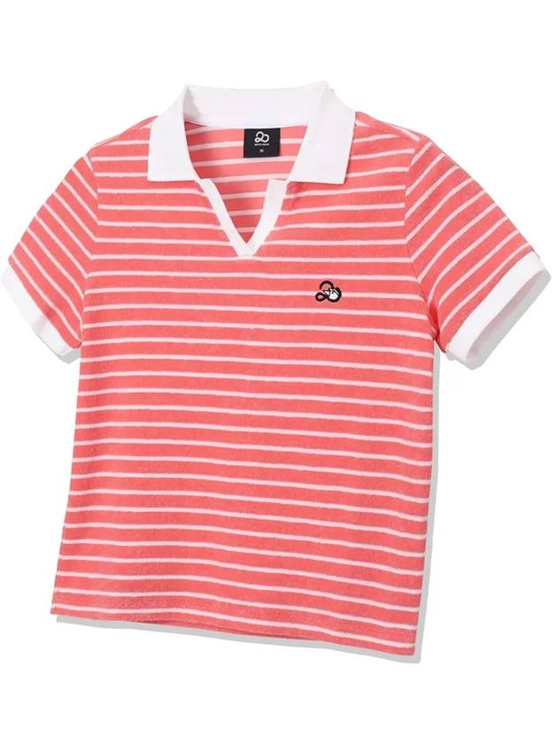 Striped Terry Collar T-Shirt Women RED - 20THHOLE - BALAAN 1