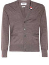 Men's Jersey Stitch V-Neck Cardigan Brown - THOM BROWNE - BALAAN 2