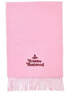 Logo Wool Fringe Muffler Pink - VIVIENNE WESTWOOD - BALAAN 3