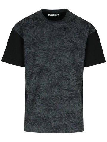 Palm Angels 'Palms Curved' Black Cotton Blend T-Shirt - PALM ANGELS - BALAAN 1