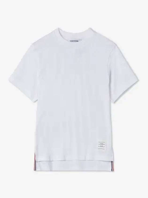 Logo Patch Lightweight Jersey Relaxed Fit Short Sleeve T-Shirt White - THOM BROWNE - BALAAN 2