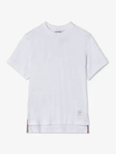 Logo Patch Lightweight Jersey Relaxed Fit Short Sleeve T-Shirt White - THOM BROWNE - BALAAN 2