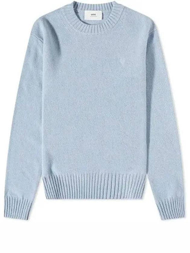 Small heart cashmere knit HKS007 437 pale blue - AMI - BALAAN 1