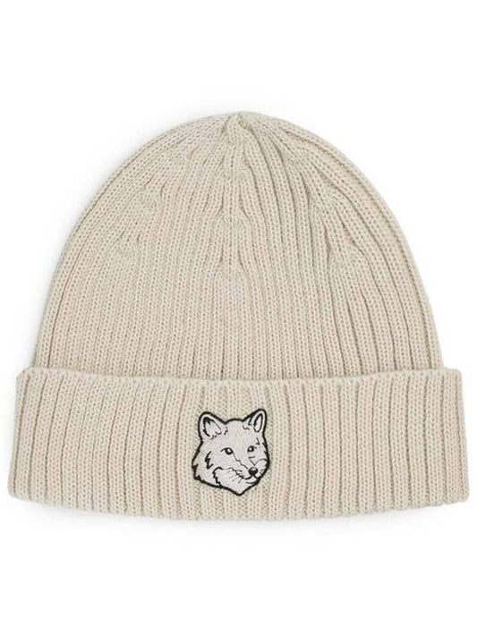 Wool Fox Head Beanie Light Beige - MAISON KITSUNE - BALAAN 2