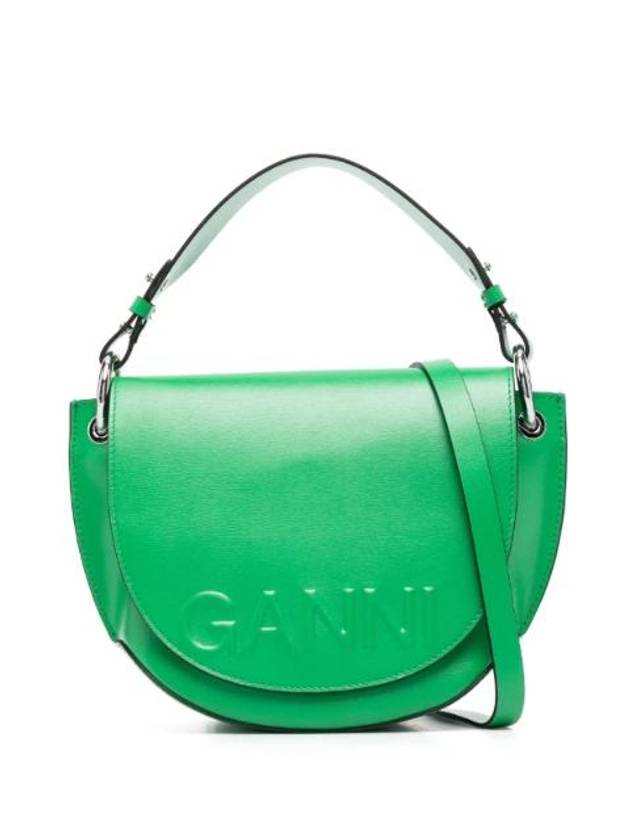 Logo Leather Saddle Cross Bag Kelly Green - GANNI - BALAAN 1