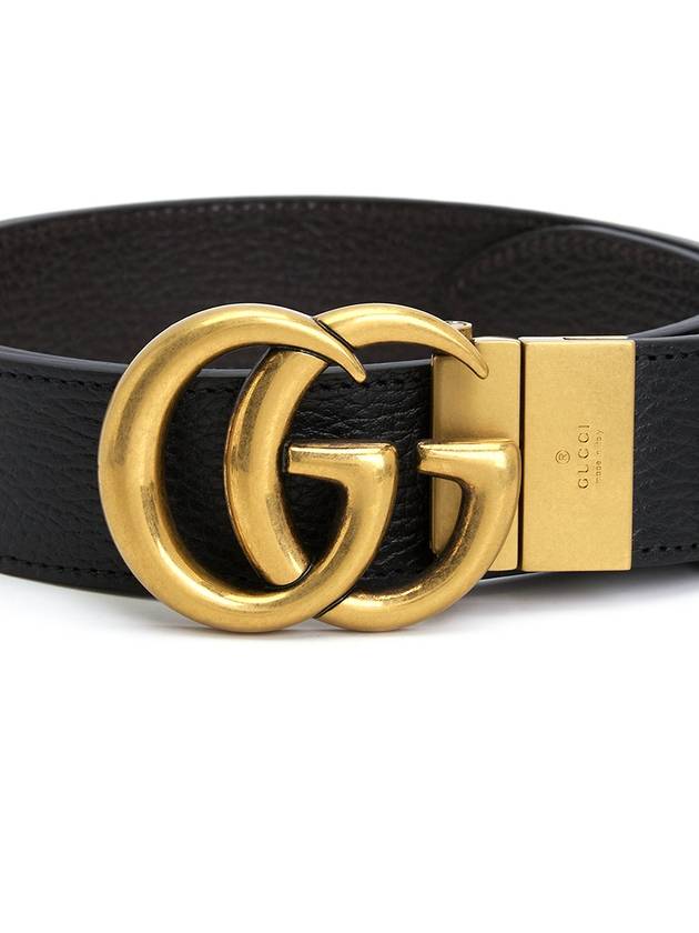 Double G Buckle Reversible Leather Belt Black - GUCCI - BALAAN 8