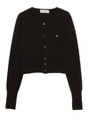 Bea ORB Embroidered Logo Crop Cardigan Black - VIVIENNE WESTWOOD - BALAAN 2