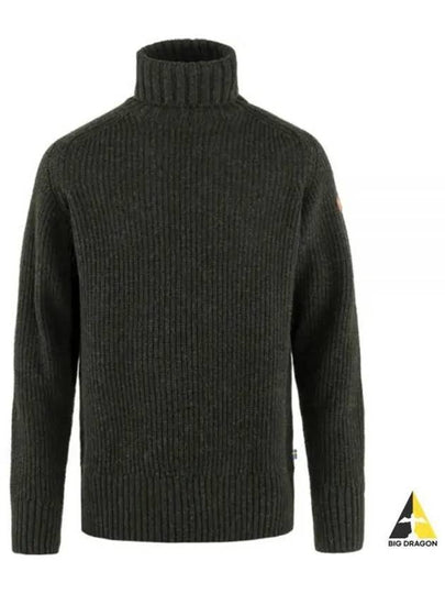 Men's Ovik Roller Neck Sweater Dark Olive - FJALL RAVEN - BALAAN 2