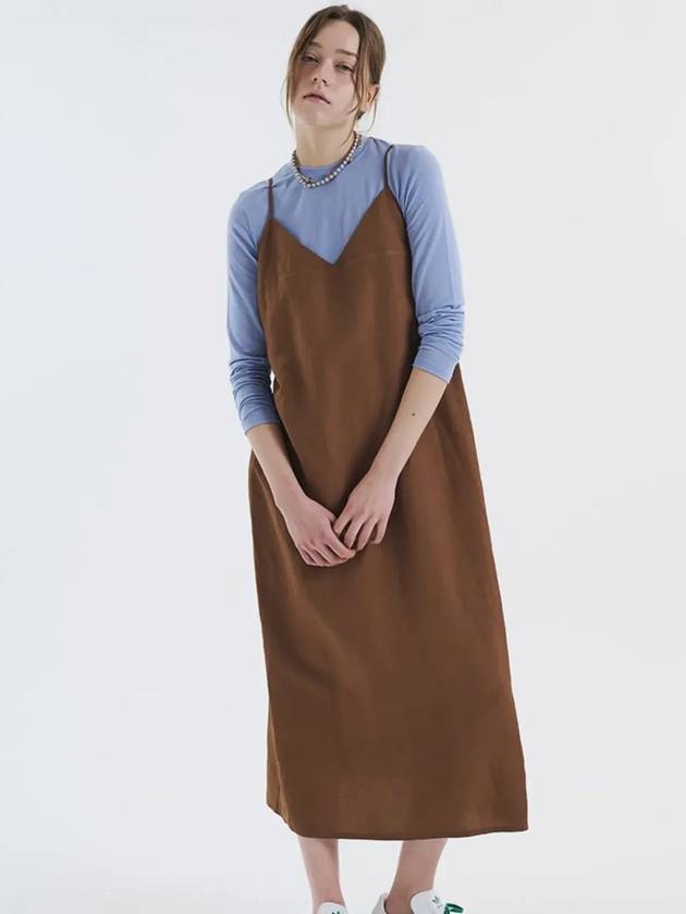 Linen blend bustier brown dress 0097 - VOYONN - BALAAN 6