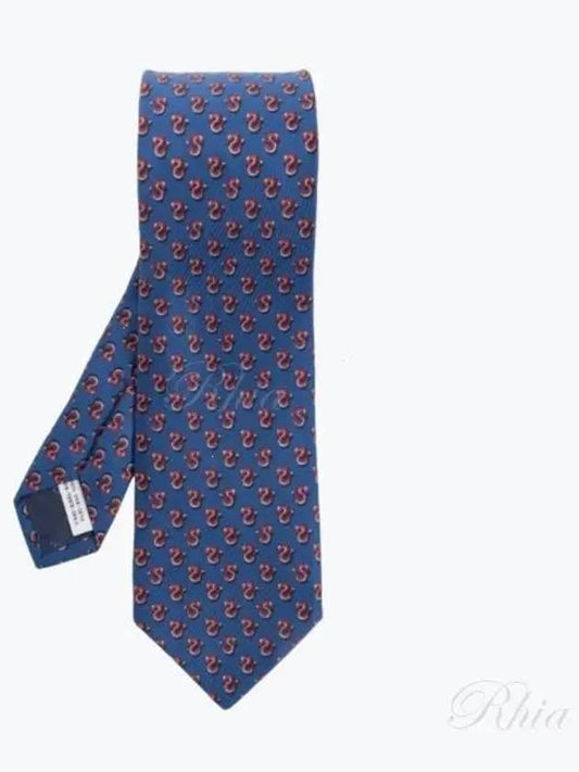 Dragon Print Silk Tie Blue - SALVATORE FERRAGAMO - BALAAN 2