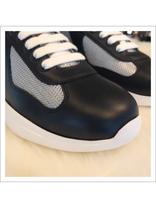 Men's America's Cup Low Top Sneakers Silver Navy - PRADA - BALAAN.