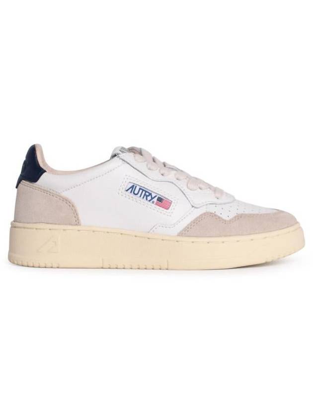 Women's Leather Suede Medalist Low Top Sneakers White Blue - AUTRY - BALAAN 2