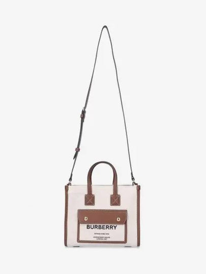 Mini Two-Tone Canvas and Leather Freya Tote Bag Natural Tan - BURBERRY - BALAAN 2