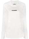 Logo Print Cotton Long Sleeve T-Shirt White - JIL SANDER - BALAAN 1