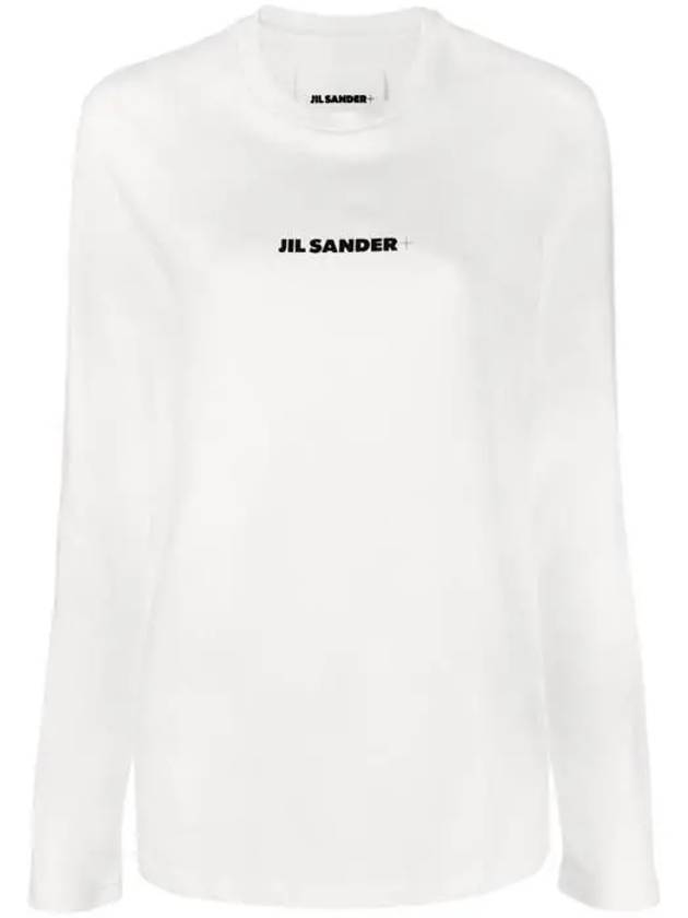 Logo Print Cotton Long Sleeve T-Shirt White - JIL SANDER - BALAAN 1