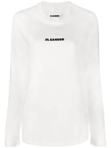 Logo Print Cotton Long Sleeve T-Shirt White - JIL SANDER - BALAAN 1