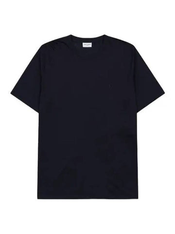 Wool silk blend short sleeve t shirt indigo tee - SAINT LAURENT - BALAAN 1