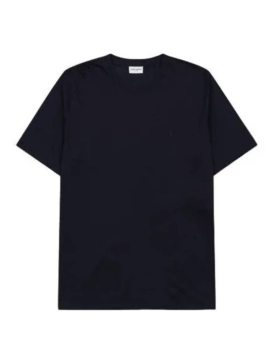 Wool silk blend short sleeve t shirt indigo tee - SAINT LAURENT - BALAAN 1