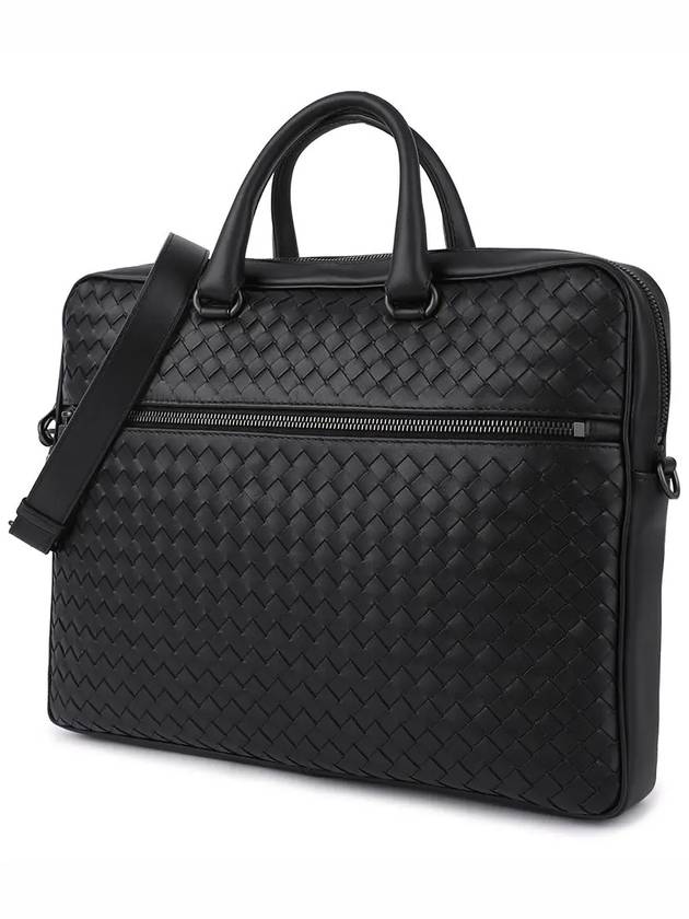 Intrecciato Calfskin Business Briefcases Black - BOTTEGA VENETA - BALAAN 3