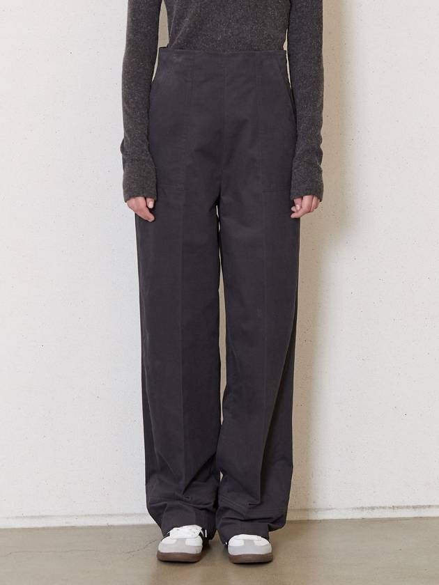 Cation Cotton Curved Wide Pants Smoke - JUN BY JUN K - BALAAN 1