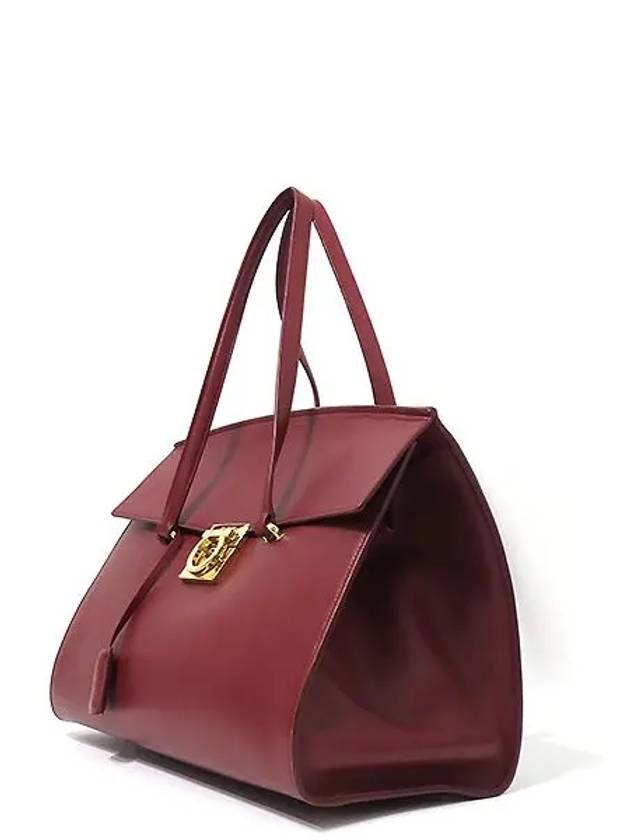 Ferragamo 21 F744 red leather gold plated Gancino logo decorated flap tote bag - SALVATORE FERRAGAMO - BALAAN 3