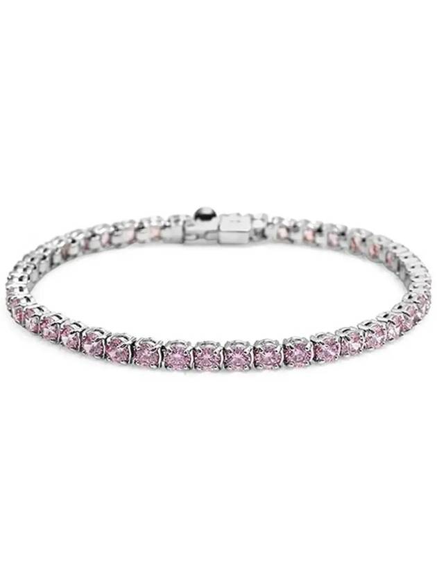 Matrix Round Zirconia Tennis Bracelet Silver Pink - SWAROVSKI - BALAAN 4