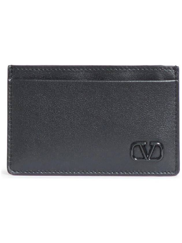 V Signature Logo Card Wallet Black - VALENTINO - BALAAN 1