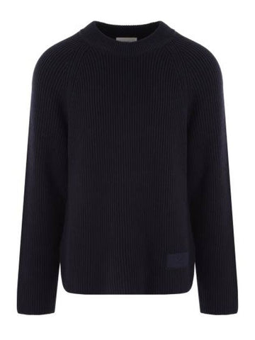 Logo Patch Wool Knit Top Night Blue - AMI - BALAAN 1