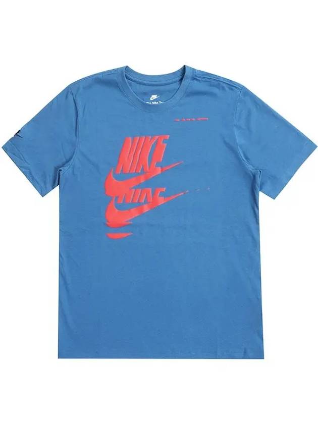 Sportswear Essentials Logo Classic Fit Short Sleeve T-Shirt Blue - NIKE - BALAAN 3