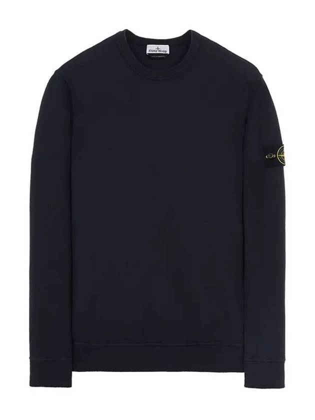 Brushed Cotton Fleece Garment Dyed Crewneck Sweatshirt Navy - STONE ISLAND - BALAAN 2