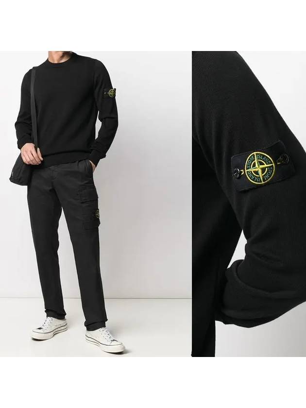 Wappen Patch Cotton Knit Top Black - STONE ISLAND - BALAAN 2