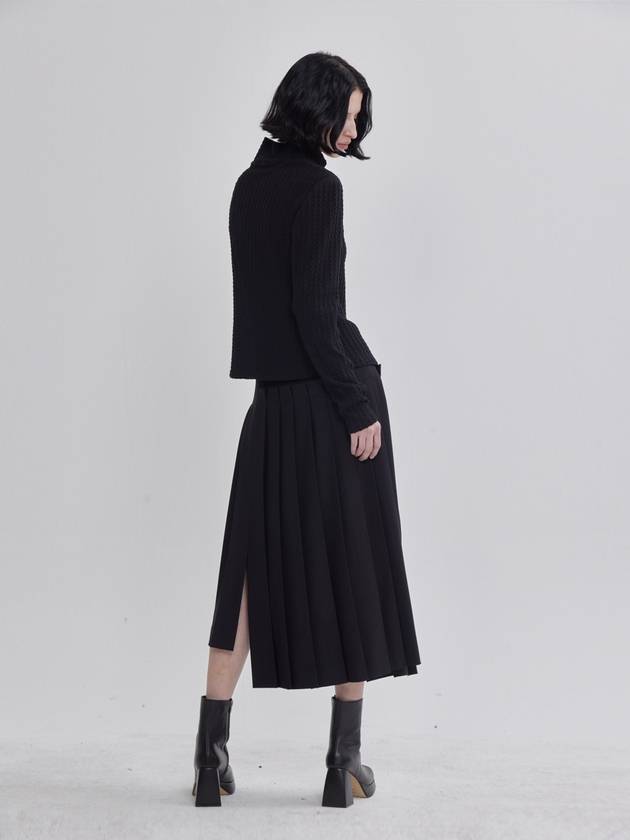 Unbalanced Pleated Design Skirt Black - LIE - BALAAN 4