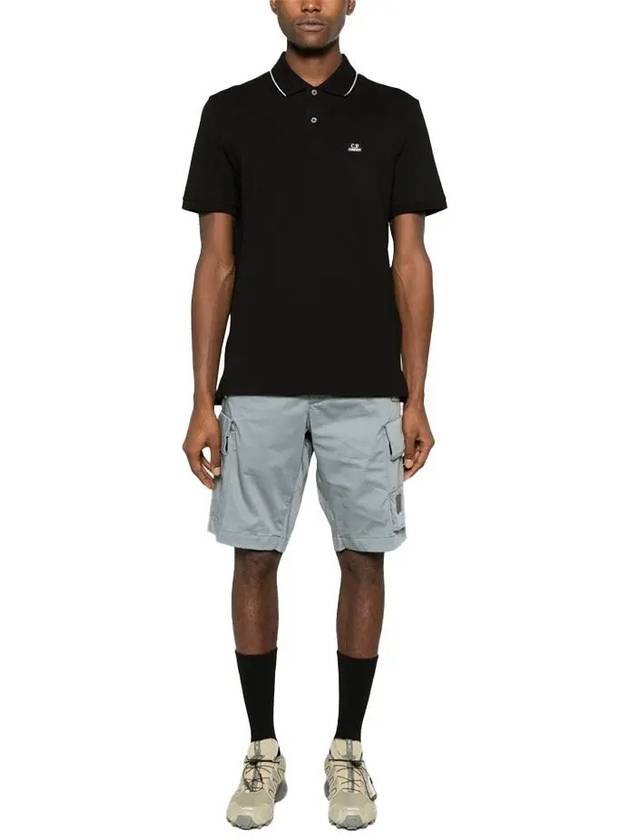 Stretch Piquet Regular Striped Collar Polo Shirt Black - CP COMPANY - BALAAN 3