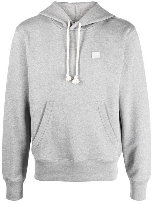 Face Logo Patch Cotton Hoodie Light Grey - ACNE STUDIOS - BALAAN 2